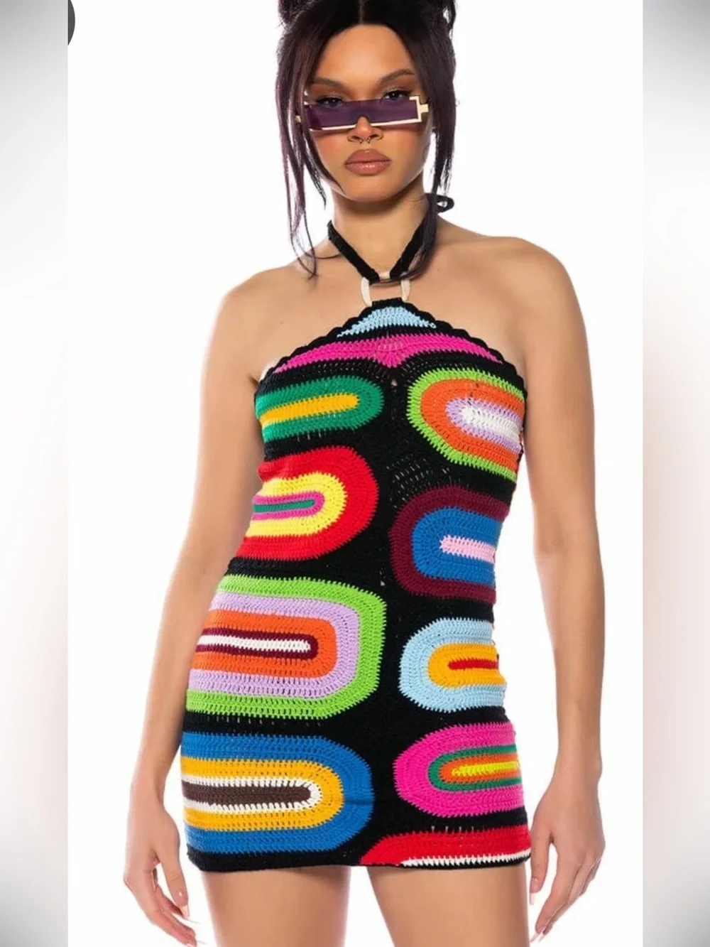 AKIRA Sweeter Than Honey Knit Halter Mini Dress